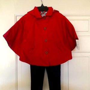 NWT! Toddler Girls, Tahari Red Rain Jacket Poncho w/Jeggings! Size 3T!